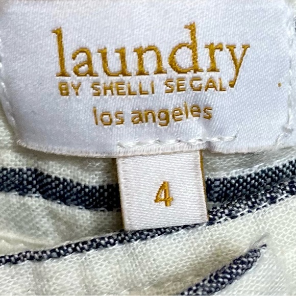 Women’s Laundry by Shelli Segal Pinstripe Linen Blend Straight Leg Pants Size 4 - Picture 2 of 5